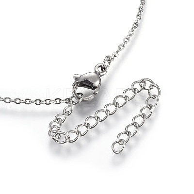304 Stainless Steel Pendant Necklaces X-NJEW-O108-08P-1