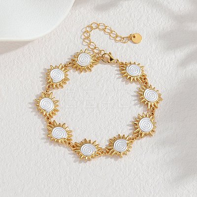 304 Stainless Steel Enamel Link Chain Bracelets for Women BJEW-T027-04A-G-1