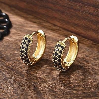 Brass Micro Pave Cubic Zirconia Huggie Hoop Earrings EJEW-R144-004A-NF-1