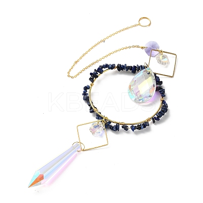 Natural Lapis Lazuli Chips Hanging Ornaments G-Z051-01F-1