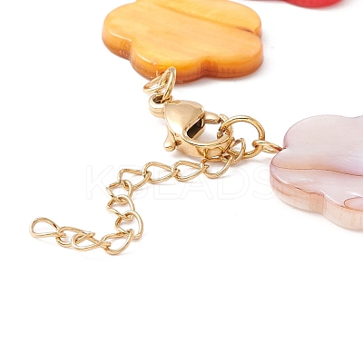 Natural Shell Flower Link Chain Bracelet BJEW-C015-09G-1