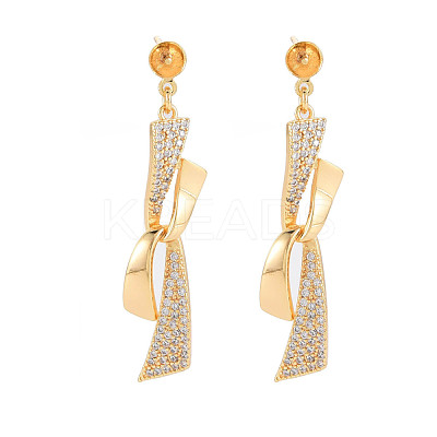 Brass Micro Pave Cubic Zirconia Stud Earring Findings KK-S364-042-1