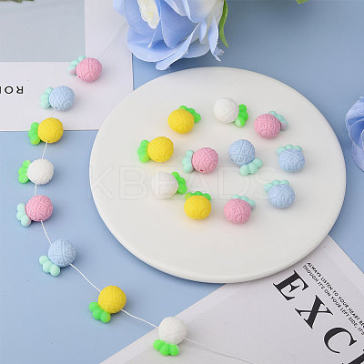20Pcs 4 Colors Pineapple Food Grade Eco-Friendly Silicone Focal Beads SIL-GL0001-05-1