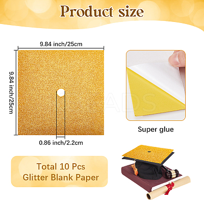 Square EVA Glitter Graduation Cap Topper Stickers DIY-WH20053-05A-1