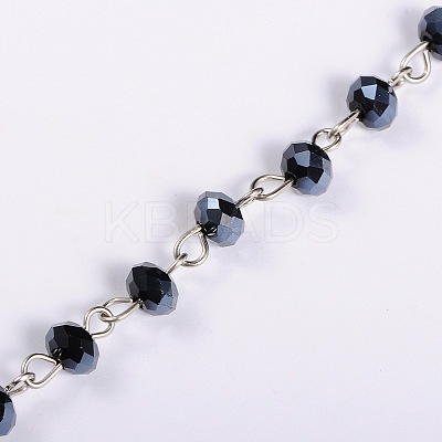 Handmade Rondelle Glass Beads Chains for Necklaces Bracelets Making X-AJEW-JB00038-03-1