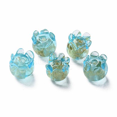 Handmade Gold Foil Lampwork Beads FOIL-T004-04B-1