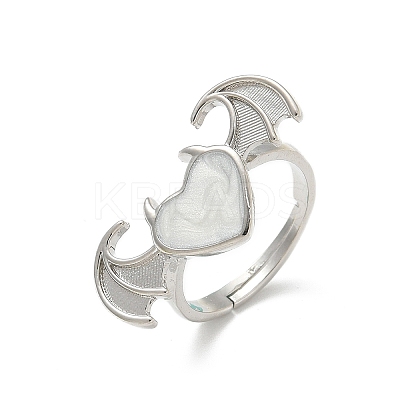 Heart with Wing Enamel Finger Rings RJEW-G337-05P-1
