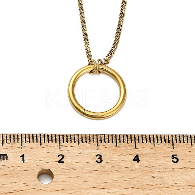 304 Stainless Steel Double Layer Ring Pendant Necklaces for Women Men LS-NJEW-Q028-03G-1