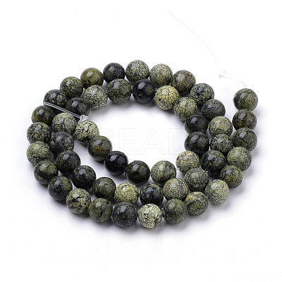 Natural Serpentine/Green Lace Stone Beads Strands G-S259-15-8mm-1-1
