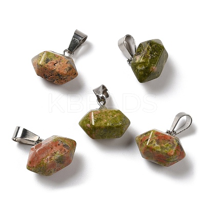 Natural Unakite Pointed Pendants G-K335-03P-16-1
