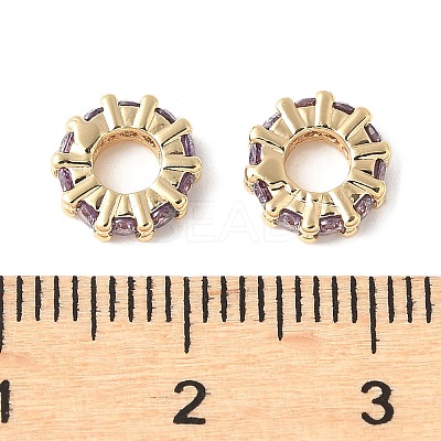 Brass Micro Pave Cubic Zirconia Beads KK-A253-11G-01-1