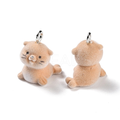Animal Shape Flocky Resin Pendants RESI-Q229-01H-1