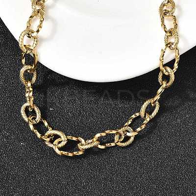 304 Stainless Steel Twisted Oval Link Chain Necklaces for Women NJEW-Z091-07G-1