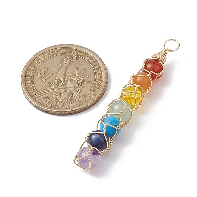 Chakra Gemstone Copper Wire Wrapped Big Pendants PALLOY-JF02494-1