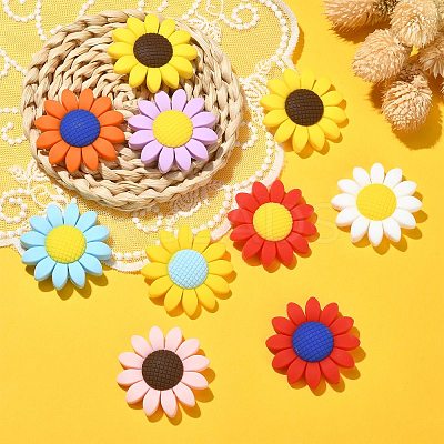 20Pcs 10 Colors Food Grade Eco-Friendly Silicone Focal Beads SIL-CJ0001-12-1