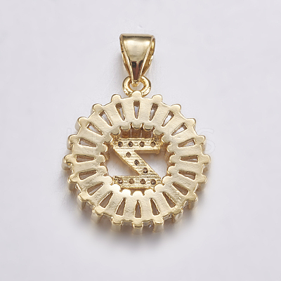 Long-Lasting Plated & Rack Plating Brass Micro Pave Cubic Zirconia Letter Pendants ZIRC-A007-03Z-G-1
