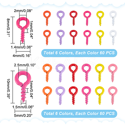 720Pcs 12 Style Spray Painted Iron Screw Eye Pin Peg Bails IFIN-PH0005-16B-1