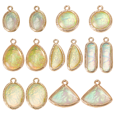 14Pcs 7 Styles Resin Imitation Opal Pendants FIND-GA0004-50-1
