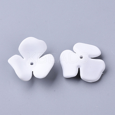 3-Petal Spray Painted Acrylic Bead Caps MACR-N007-01G-1