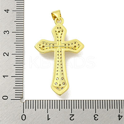 Rack Plating Brass Micro Pave Cubic Zirconia Pendants KK-B091-44G-1
