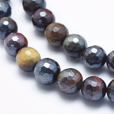 Electroplate Natural Yellow Blue Tiger Eye(Dyed & Heated) Beads Strands G-K256-03-8mm-1
