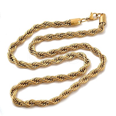 304 Stainless Steel Rope Chain Necklaces for Women NJEW-I065-20C-01G-1