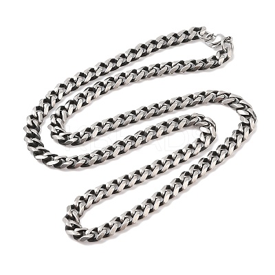 304 Stainless Steel Cuban Link Chain Necklaces NJEW-K378-16A-AS-1