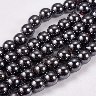 Non-Magnetic Synthetic Hematite Beads Strands X-G-H1624-8mm-1-1