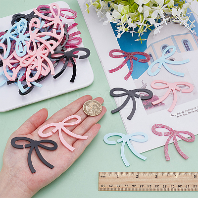 40Pcs 4 Colors Acrylic Bowknot Wine Glass Charms DIY-AR0004-71-1
