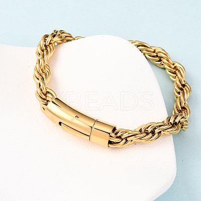 304 Stainless Steel Rope Chain Bracelets for Men Women BJEW-C124-03A-G-1