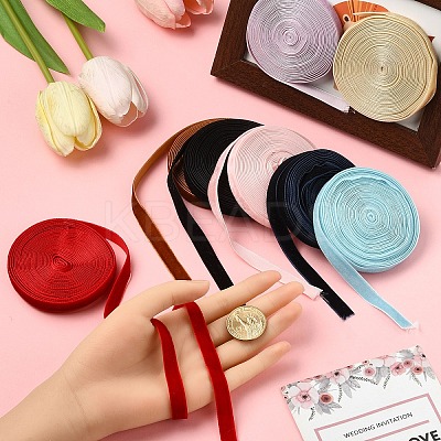 50 Yards 10 Colors Single Face Velvet Ribbon SRIB-YW0001-02-1