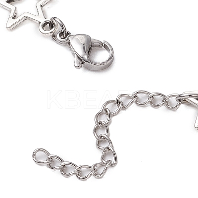 3Pcs Dyed Tiger Eye and Alloy Star Charms Link Bracelets for Women BJEW-TA00559-1