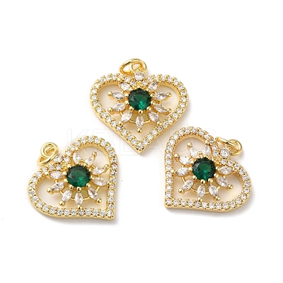 Rack Plating Brass Cubic Zirconia Pendants KK-D074-07G-1