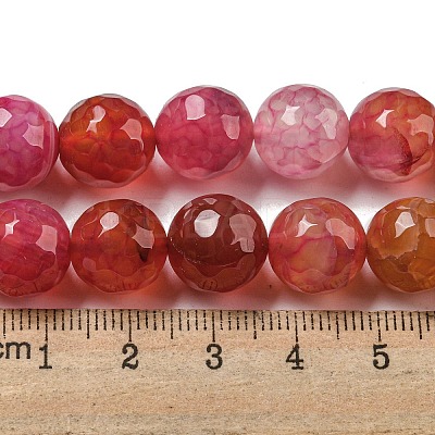Faceted Natural Dragon Veins Agate Beads Strands G-F447-12mm-P08-1