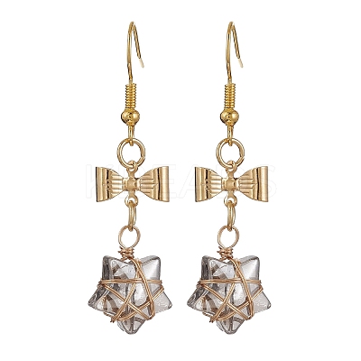 Glass Star Dangle Earrings EJEW-JE05548-04-1