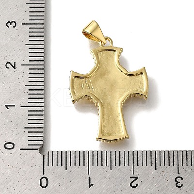 Cross Rack Plating Brass Micro Pave Clear Cubic Zirconia Pendant KK-U019-19G-1