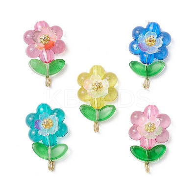 Luminous Transparent Resin Flower Pendants PALLOY-JF03759-02-S-1