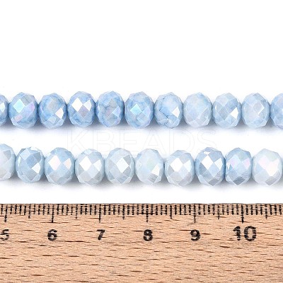 Anti-Tarnish Electroplate Rondelle Glass Beads Strands EGLA-T021-8mm-17-02-1