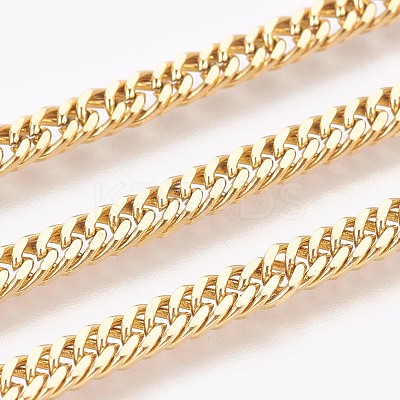 Ion Plating(IP) 304 Stainless Steel Curb Chain Bracelets BJEW-P235-12G-1