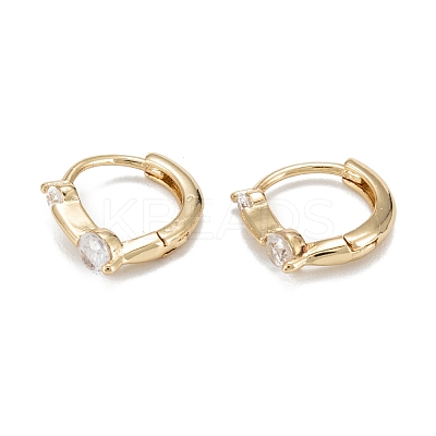 Sparkling Cubic Zirconia Huggie Hoop Earrings for Girl Women EJEW-H126-24G-1