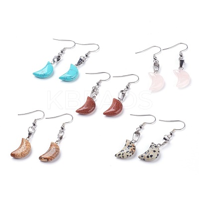 Natural & Synthetic Mixed Gemstone Dangle Earrings EJEW-JE02729-1