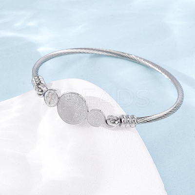 Religion 304 Stainless Steel Bangles for Women LS-BJEW-K280-01P-1