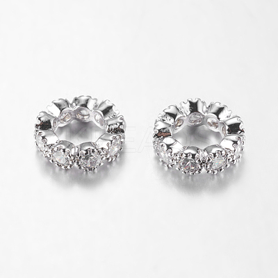 Brass Cubic Zirconia European Beads ZIRC-F001-109P-1