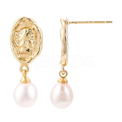Natural Pearl Dangle Stud Earrings PEAR-N020-06M-1