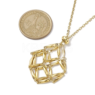 Crystal Stone Cage Pendant Necklaces NJEW-JN04759-03-1