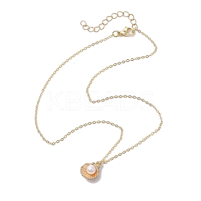 Alloy Enamel Shell Pendant Necklaces NJEW-JN04775-1