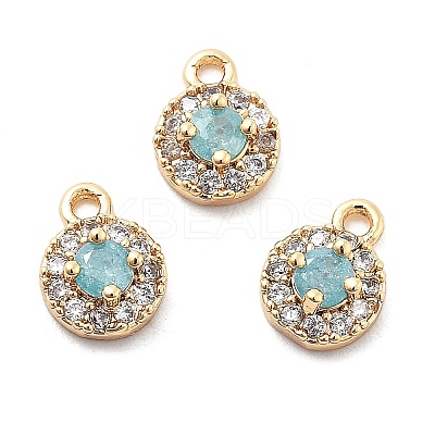 Brass Micro Pave Cubic Zirconia Charms KK-L222-001G-01-1