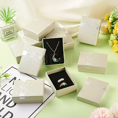 12Pcs Bowknot Printed Paper Jewelry Set Storage Gift Boxes CBOX-TA0001-14F-1