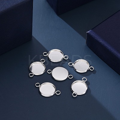 201 Stainless Steel Cabochon Connector Settings X-STAS-F191-15S-D-1