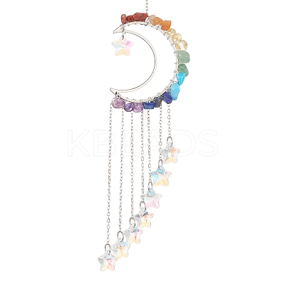Glass Star Pendant Decoration HJEW-JM01182-02-1
